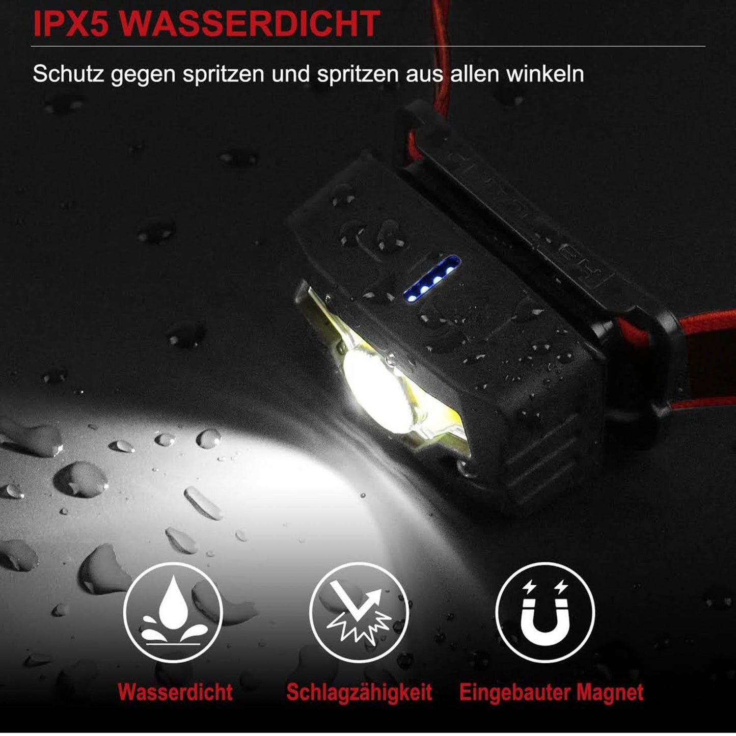HEARMOR Bauhelm mit LED-Kopflampe, ABS Schutzhelm, EN12492, EN397, Stoßdämpfung, Eindringfestigkeit