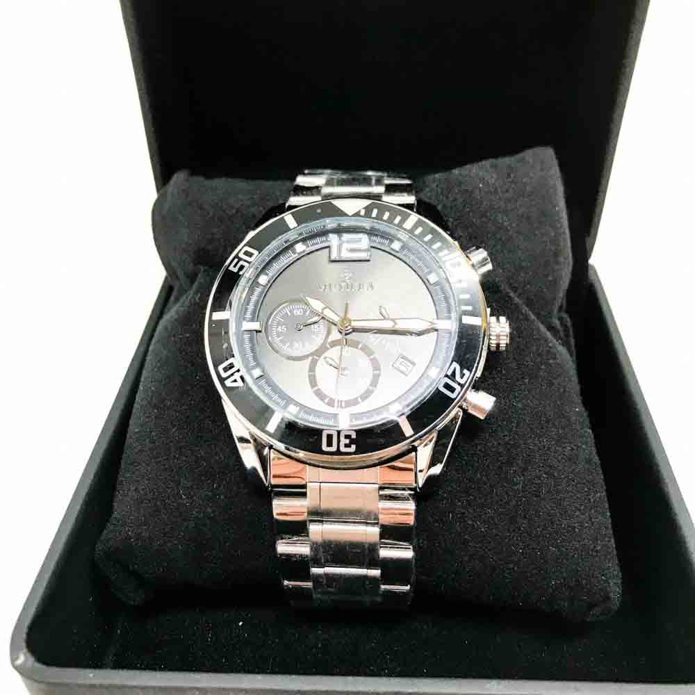 MUYIERA Men's Quartz Chronograph Watch - Stainless Steel Business Wristwatches with Sapphire Crystal, Multifunction Displays, Luminous Hands and 3ATM Water Resistant in Black