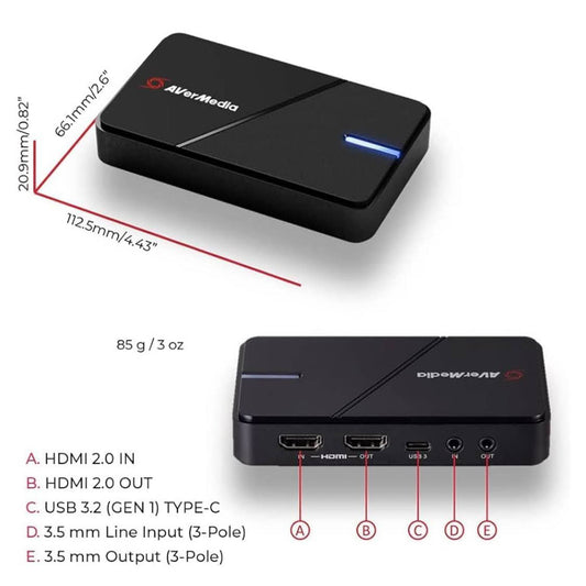 AVerMedia GC551G2 Capture Card, Gaming, 4K, HDR, VRR, ideal for PS5, Xbox, Switch, Windows, Mac, Streaming.