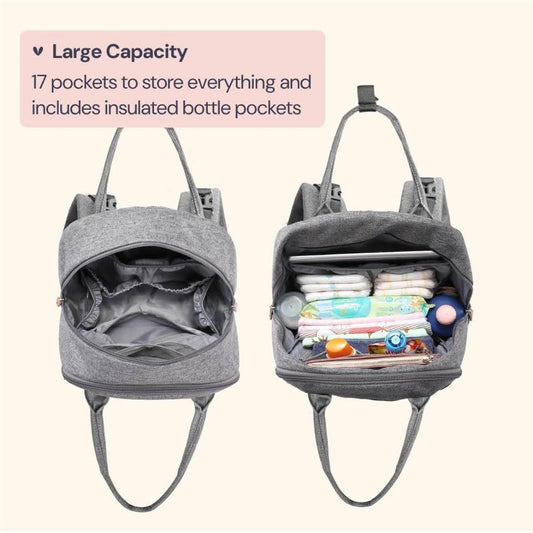 BabbleRoo Wickelrucksack, Multifunktional, Große Kapazität, inkl. Wickelauflage & Schnullerhalter