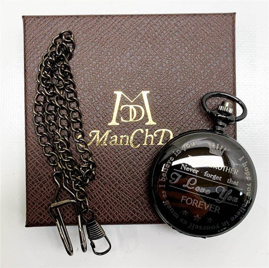 ManChDa Taschenuhr mit Gravur personalisierbar Vintage-Taschenuhren mit Kette für Männer Bruder-Geschenk Geburtstagsgeschenk schöne Geschenke für die Familie