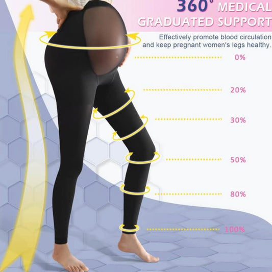 Beister Schwangere, M, Kompressionsstrumpfhose, 20-30 mmHg, ohne Fuß, elastisches Knopfband, Bauchschutz, Klasse 2