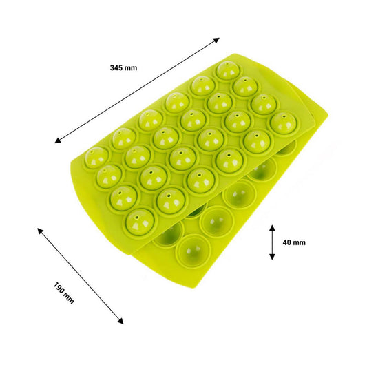 Liflicon Silikonform, 24 Kuchen-Pops, hitzebeständig bis 250 °C, DIY Lollipops, grün, inkl. 50 Stöcke