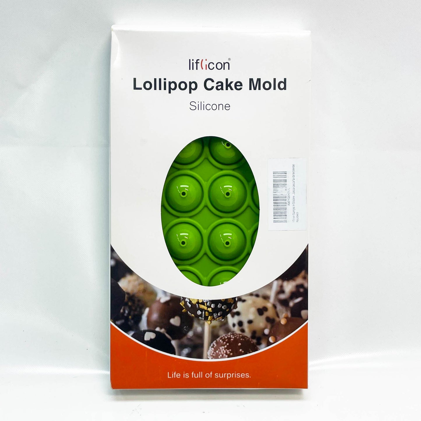 Liflicon Silikonform, 24 Kuchen-Pops, hitzebeständig bis 250 °C, DIY Lollipops, grün, inkl. 50 Stöcke