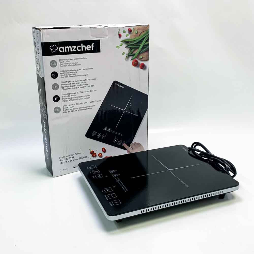 AMZCHEF einzel induktionskochplatte 2000W Induktionskochfeld ultradünnes Design 10-Temperaturstufen 10-Leistungseinstellungen 3-Stunden-Timer Sicherheitsschloss