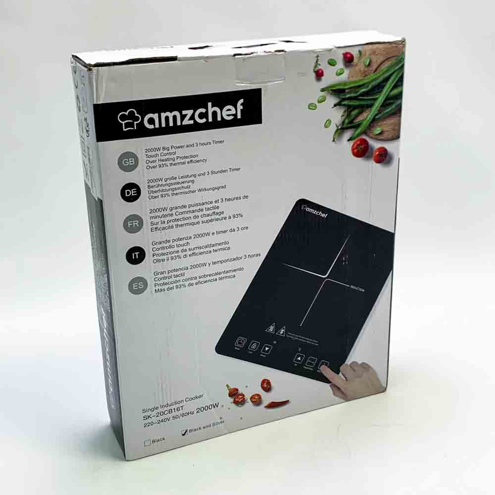 AMZCHEF einzel induktionskochplatte 2000W Induktionskochfeld ultradünnes Design 10-Temperaturstufen 10-Leistungseinstellungen 3-Stunden-Timer Sicherheitsschloss