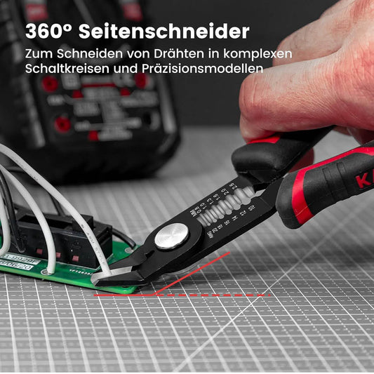 KAIWEETS 3-in-1 Seitenschneider, Schneidezange, Abisolierzange, für 20-10 AWG Kabel, Anti-Rutsch-Griff, Präzisionszange