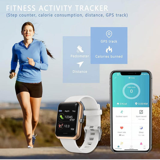 MicLee Smartwatch, Modellnr nicht verfügbar, Fitness Tracker, IP68 wasserdicht, Schrittzähler, 4 Zifferblätter, kompatibel mit Android/iOS