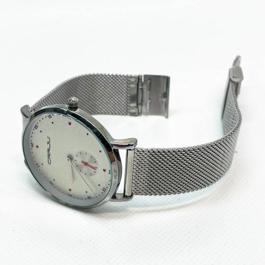 MicLee Herren Uhr, Analog Chronograph, Wasserdicht, Quarz, Edelstahl Milanaise Mesh Band, Verstellbar, Silber