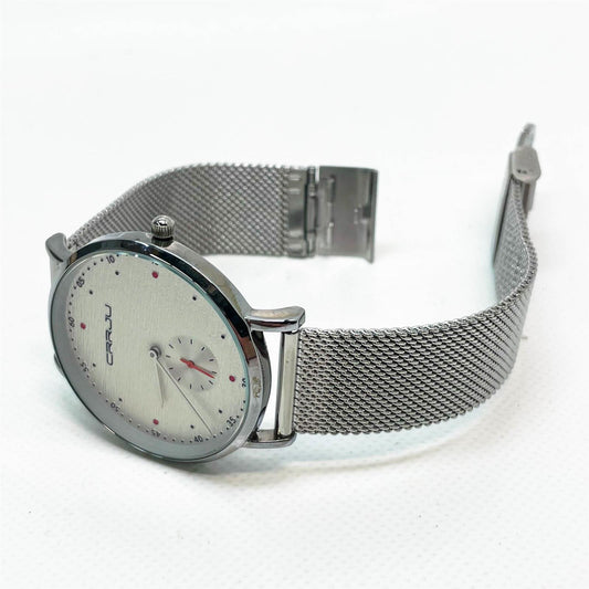 MicLee Herren Uhr, Analog Chronograph, Wasserdicht, Quarz, Edelstahl Milanaise Mesh Band, Verstellbar, Silber