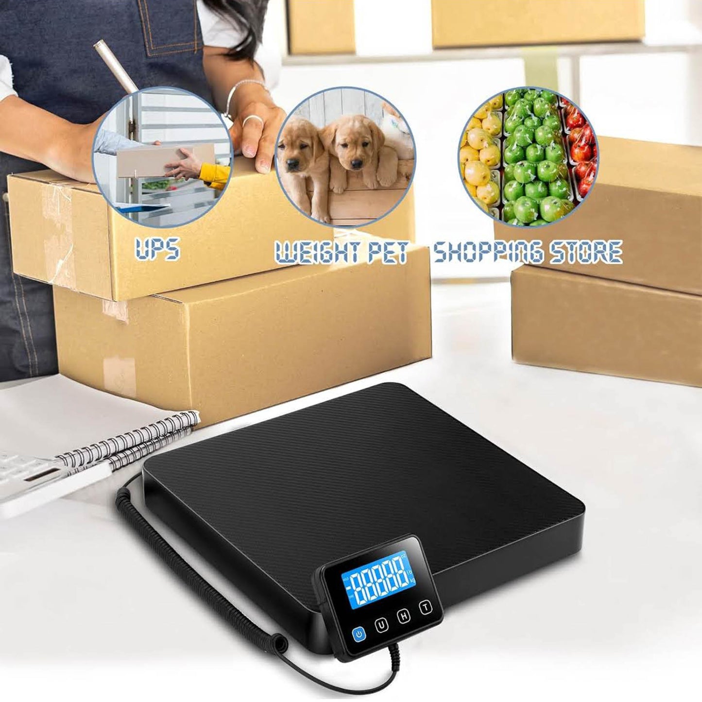 Drcowu Plattformwaage 440lbs x 10g Digitale Paketwaage Langlebige Alloy Stahl Schwerlastwaage mit LCD/Hold/Tara Funktion