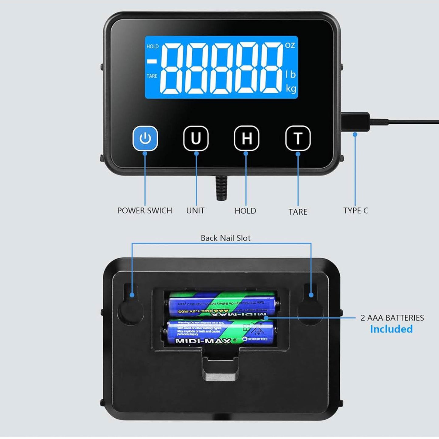 Drcowu Plattformwaage 440lbs x 10g Digitale Paketwaage Langlebige Alloy Stahl Schwerlastwaage mit LCD/Hold/Tara Funktion