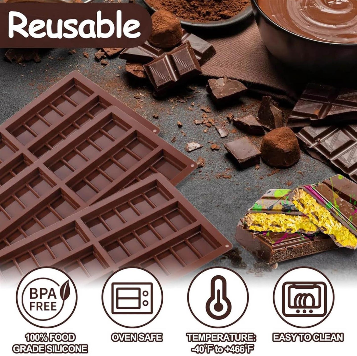 VICDUEKG, Set von 3, Nicht-Schokoladenformen, für Schokolade, Pudding, Süßigkeiten, tiefe Formen, Proteinpfanne