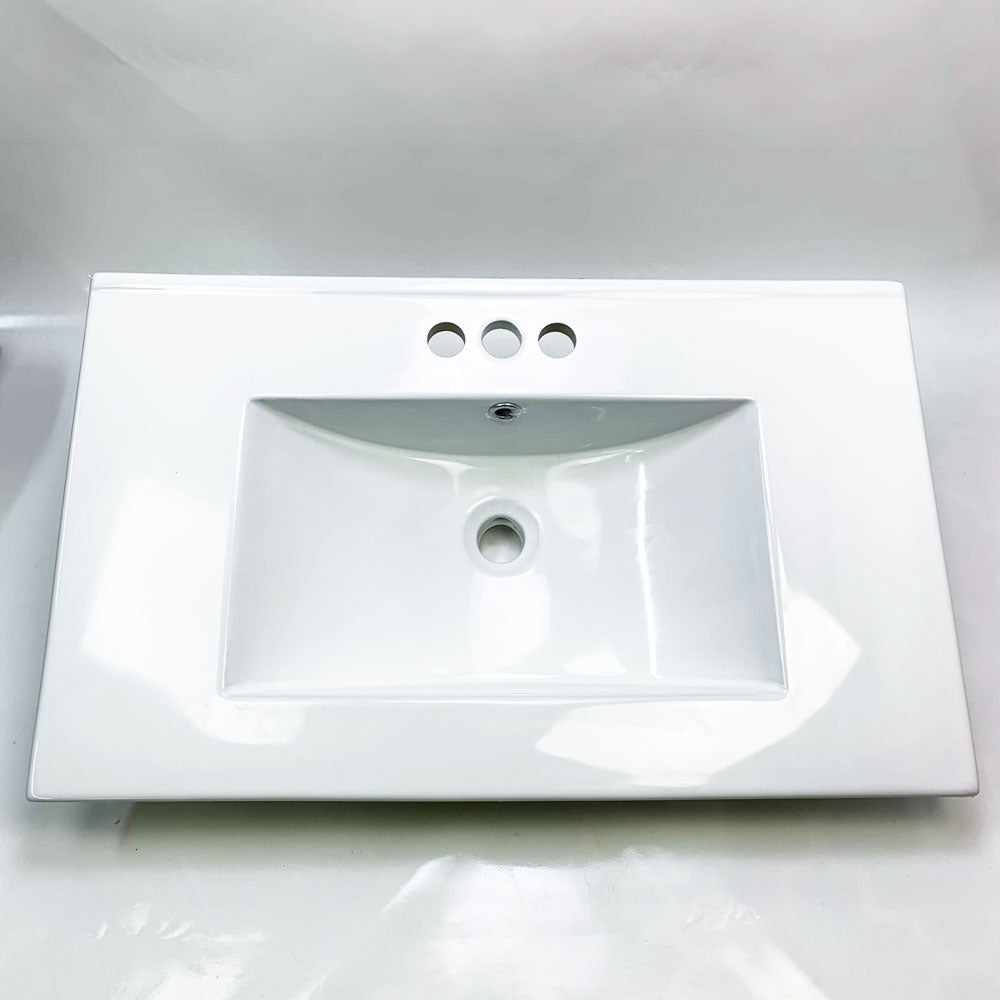 MEJE MJ-675E Waschbecken 76,5 x 46 cm weiße Keramik 3 Wasserhahnlöcher