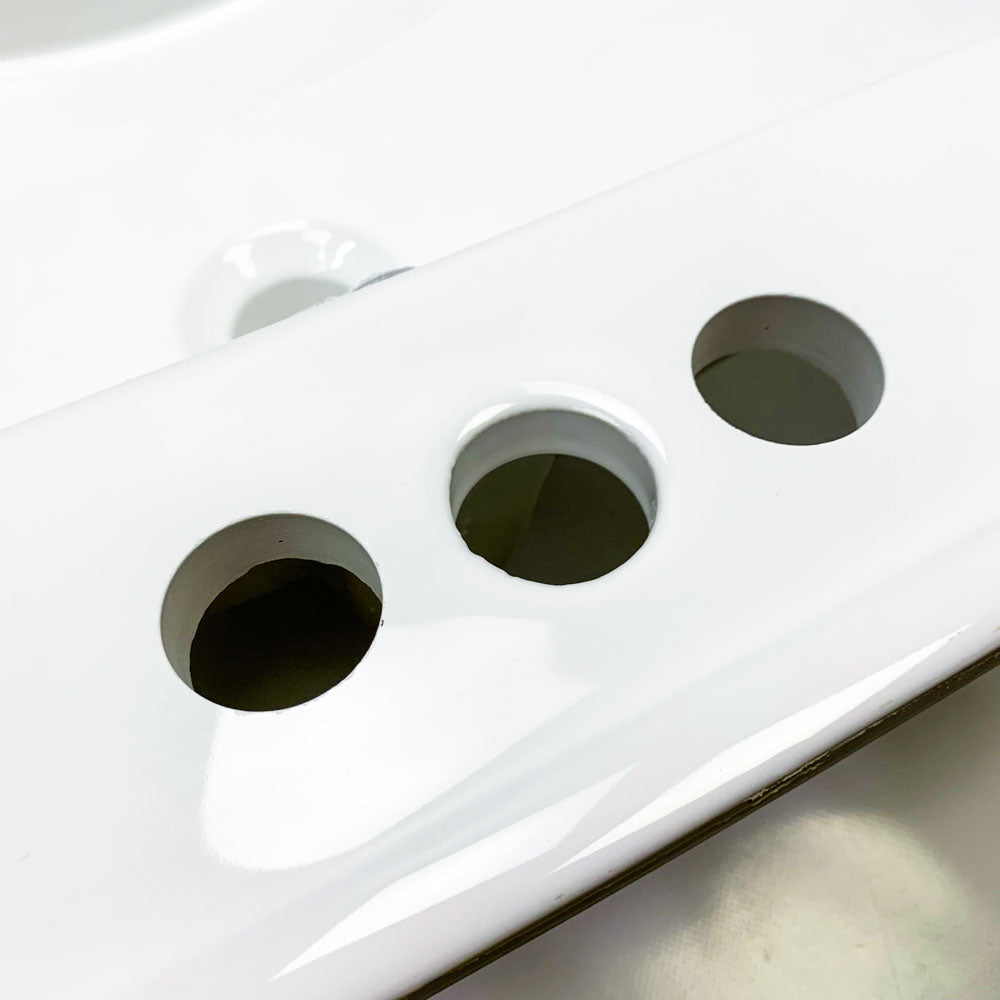 MEJE MJ-675E Waschbecken 76,5 x 46 cm weiße Keramik 3 Wasserhahnlöcher