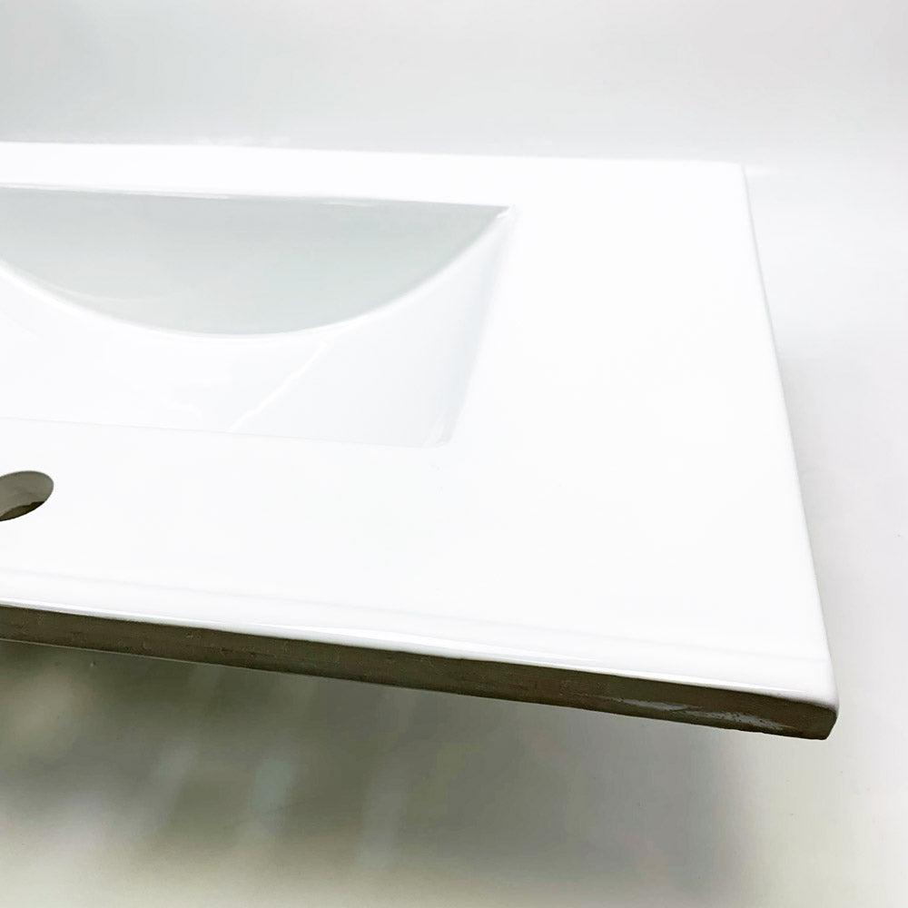 MEJE MJ-675E Waschbecken 76,5 x 46 cm weiße Keramik 3 Wasserhahnlöcher