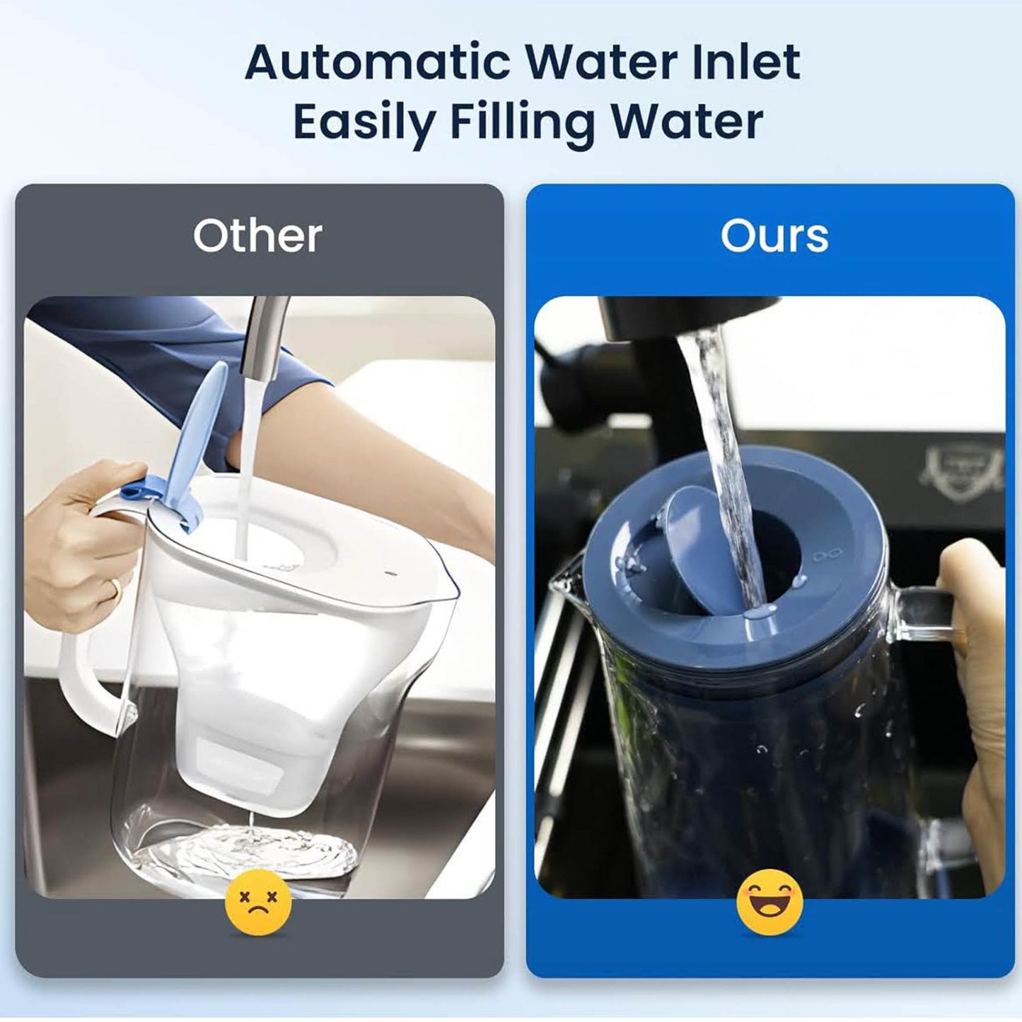 GLACIER FRESH, 1,7 L, Wasserfilter-Kanne, Aktivkohle + Ultrafiltration, reduziert Chlor, Fluorid, Kalk, Schwermetalle, Blau