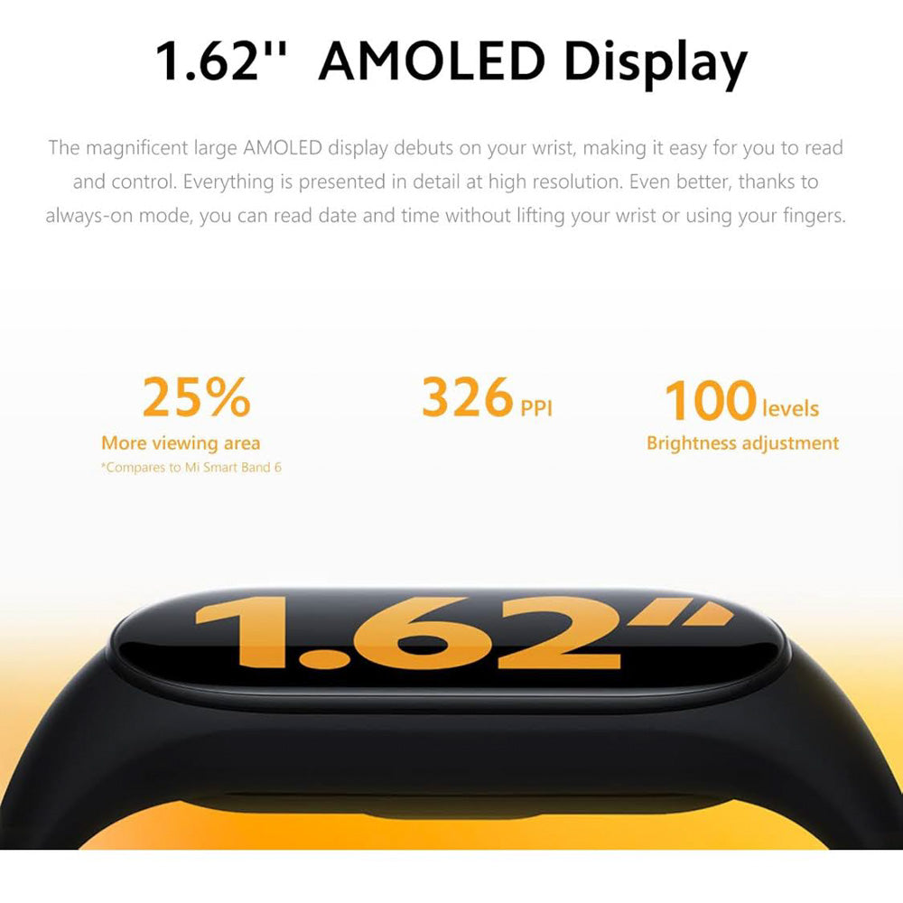 Xiaomi Mi Smart Band 7 Aktivitätstracker 1,62 AMOLED Display 110+ Workout-Modi 5ATM SpO2 Tracking Schlaf Herz Pulsüberwachung bis zu 14 Tage Akkulaufzeit Mi Fit App