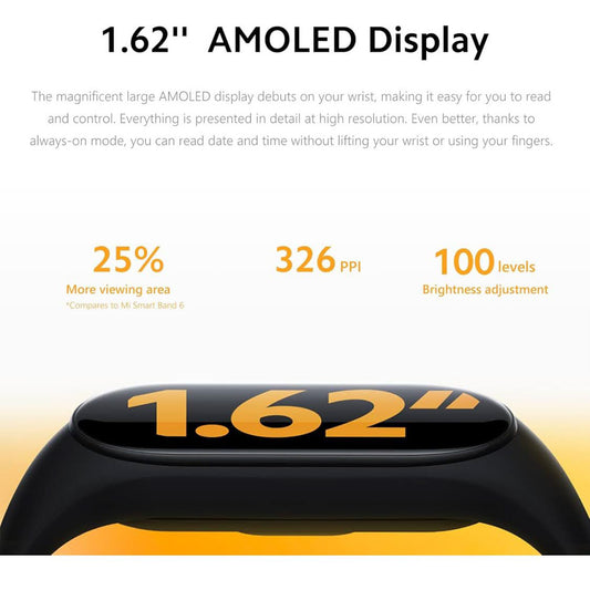 Xiaomi Mi Smart Band 7 Aktivitätstracker 1,62 AMOLED Display 110+ Workout-Modi 5ATM SpO2 Tracking Schlaf Herz Pulsüberwachung bis zu 14 Tage Akkulaufzeit Mi Fit App