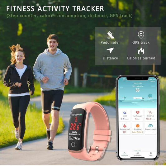 MicLee Fitness Armband Smartwatch IP67, 0.96 Zoll, Pulsmesser, Schrittzähler, für iOS/Android, wasserdicht, Sportuhr