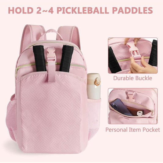 PROKVA Pickleball Bag, Paddel Rucksack, für 4 Paddel, großes Design, pink, für Frauen und Männer
