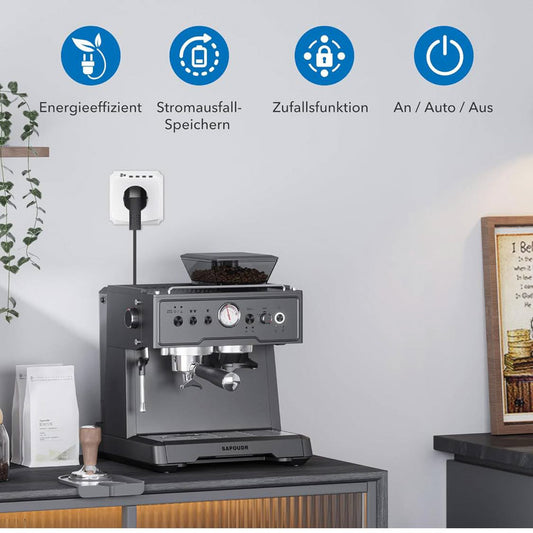 HBN Digitale Zeitschaltuhr 2er Set Wochenzeitschaltuhr 8 Schaltprogramme Zeitschalt-Steckdose Innenbereich Zufallsfunktion 16A 3680W