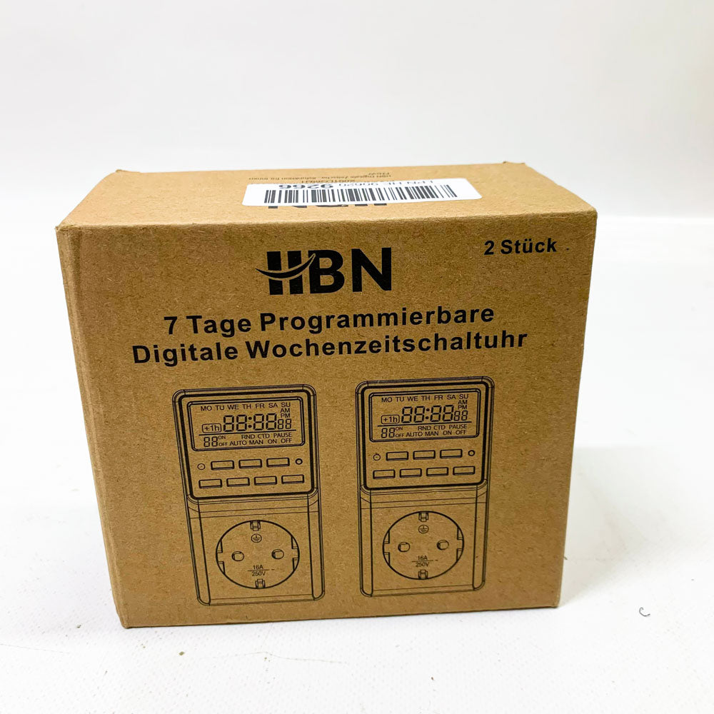 HBN 2X Digitale Zeitschaltuhr Wochenzeitschaltuhr 20 Schaltprogramme Timer Steckdose Innen Countdown Zufallsfunktion Sommerzeitschaltung max. 3680W