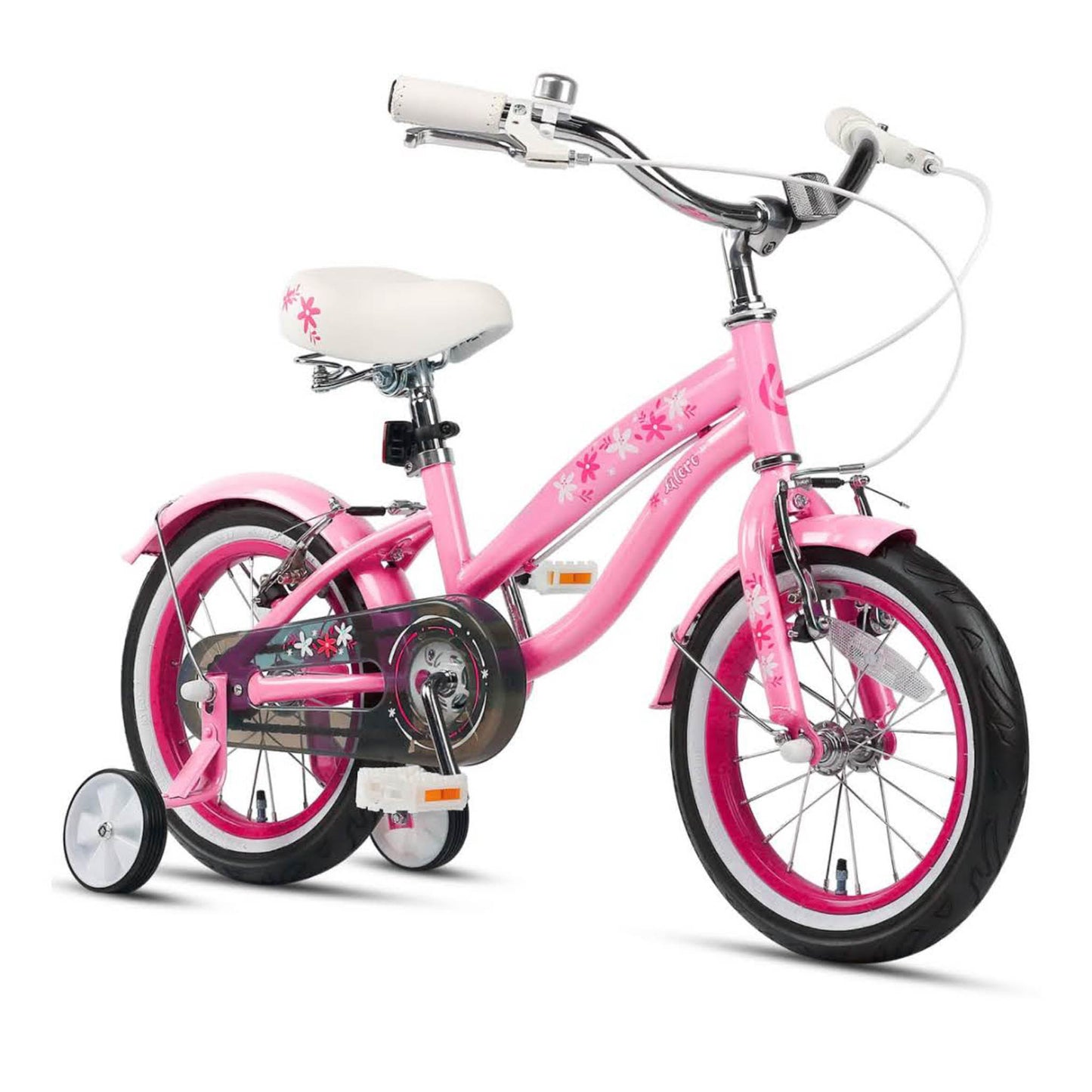Glerc Freesia 12 Zoll Kinderfahrrad, rosa, für 1-5 Jahre, mit Stabilisatoren und Glocke, ideal für kleine Mädchen.