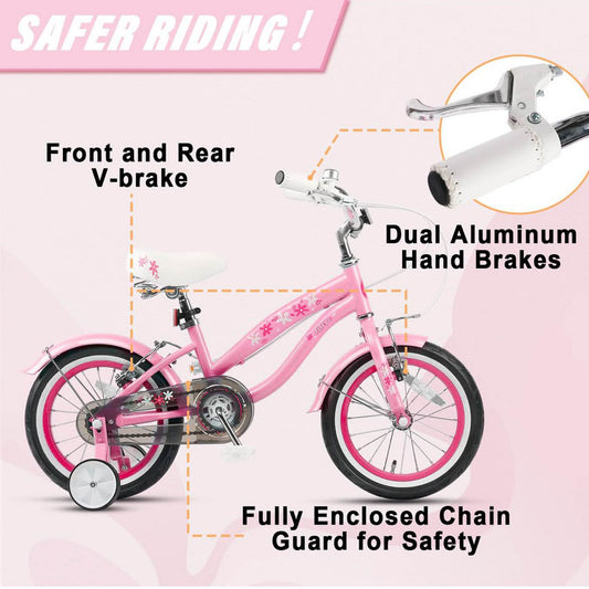 Glerc Freesia 12 Zoll Kinderfahrrad, rosa, für 1-5 Jahre, mit Stabilisatoren und Glocke, ideal für kleine Mädchen.