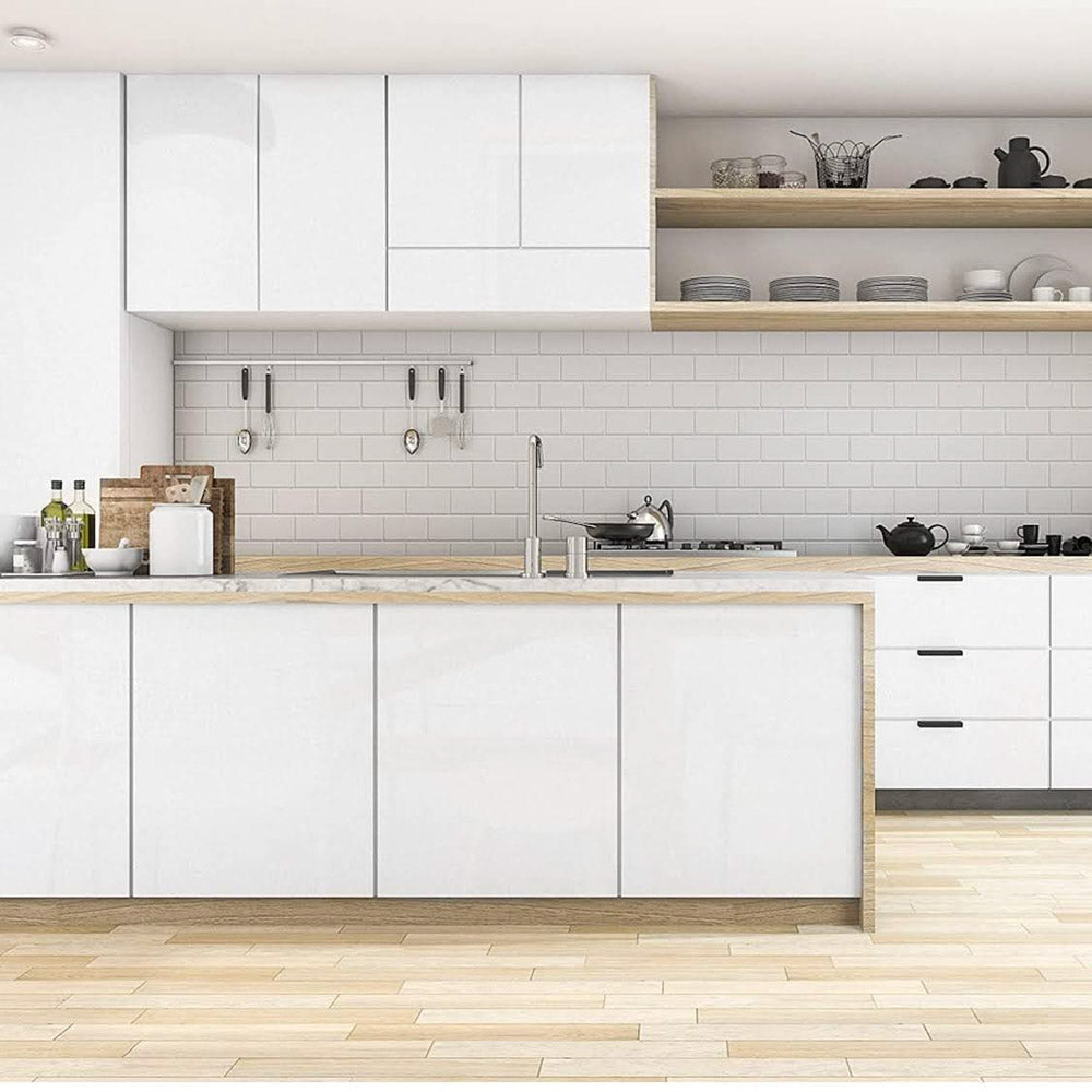 Hode Klebefolie Möbel 40cmX600cm Selbstklebende Folie Weiß Glitzer Hochglanz Wasserdicht Möbelfolie für Küche und Schrank mit Glitzerpartikeln