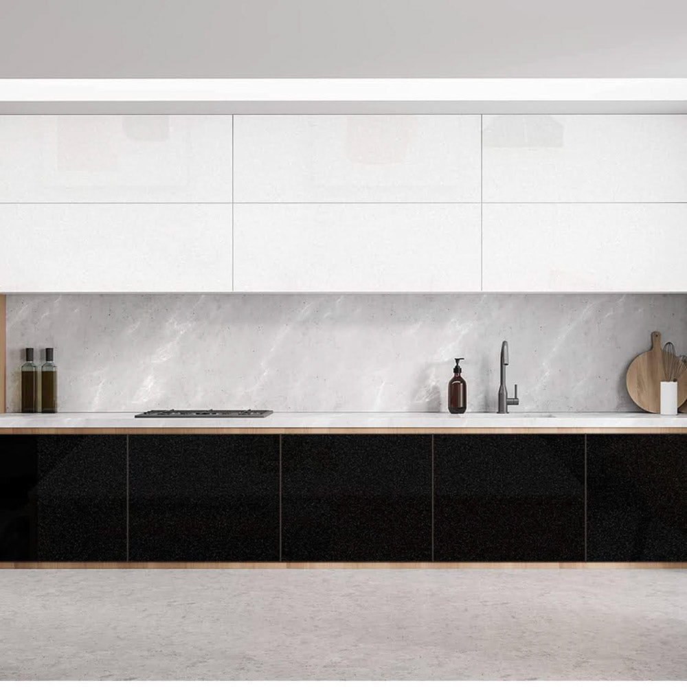Hode Klebefolie Möbel 40cmX600cm Selbstklebende Folie Weiß Glitzer Hochglanz Wasserdicht Möbelfolie für Küche und Schrank mit Glitzerpartikeln