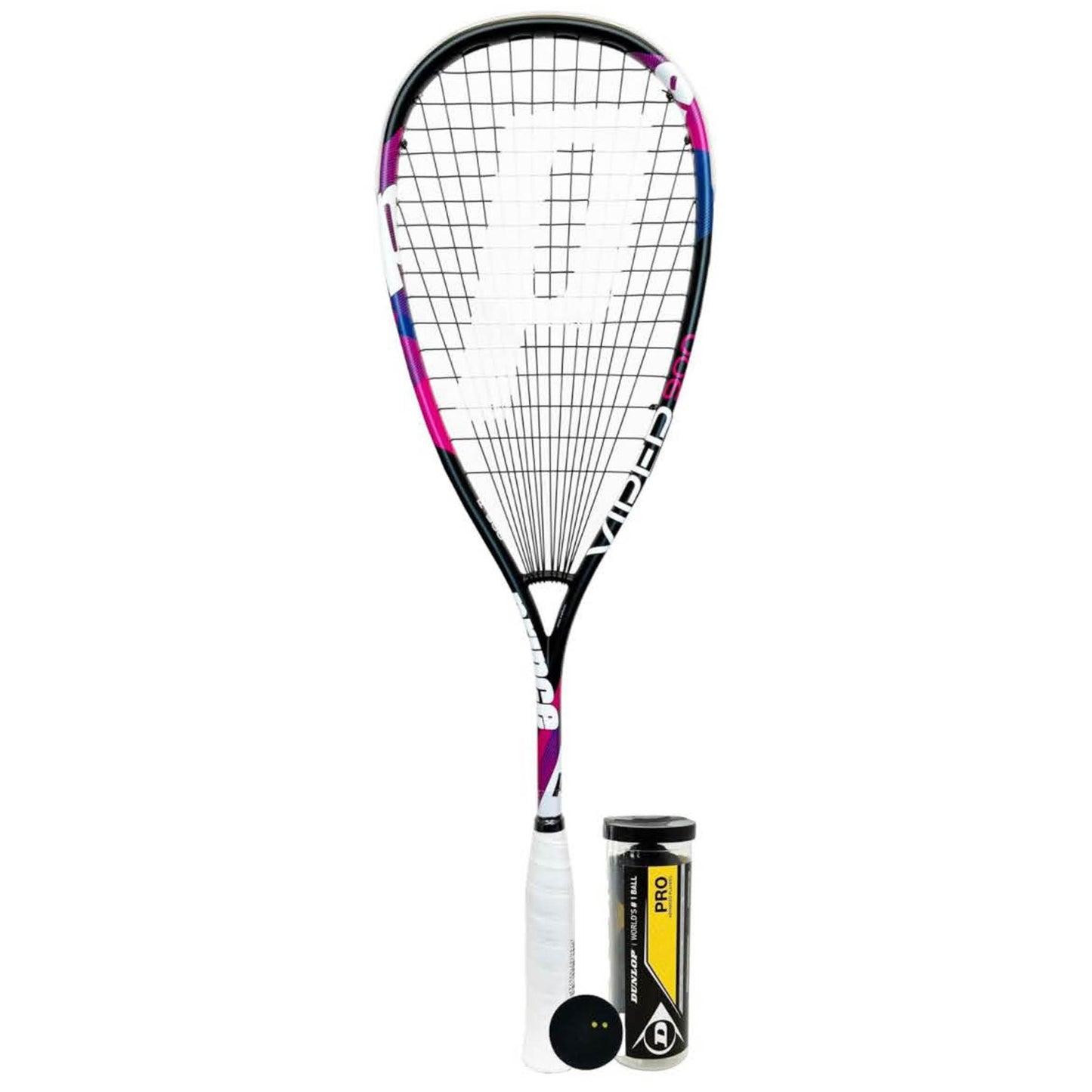 Prince Viper 900 O3 Squashschläger, inkl. Cover, 3 Pro Bälle, ideal für ambitionierte Spieler, hervorragende Kontrolle.
