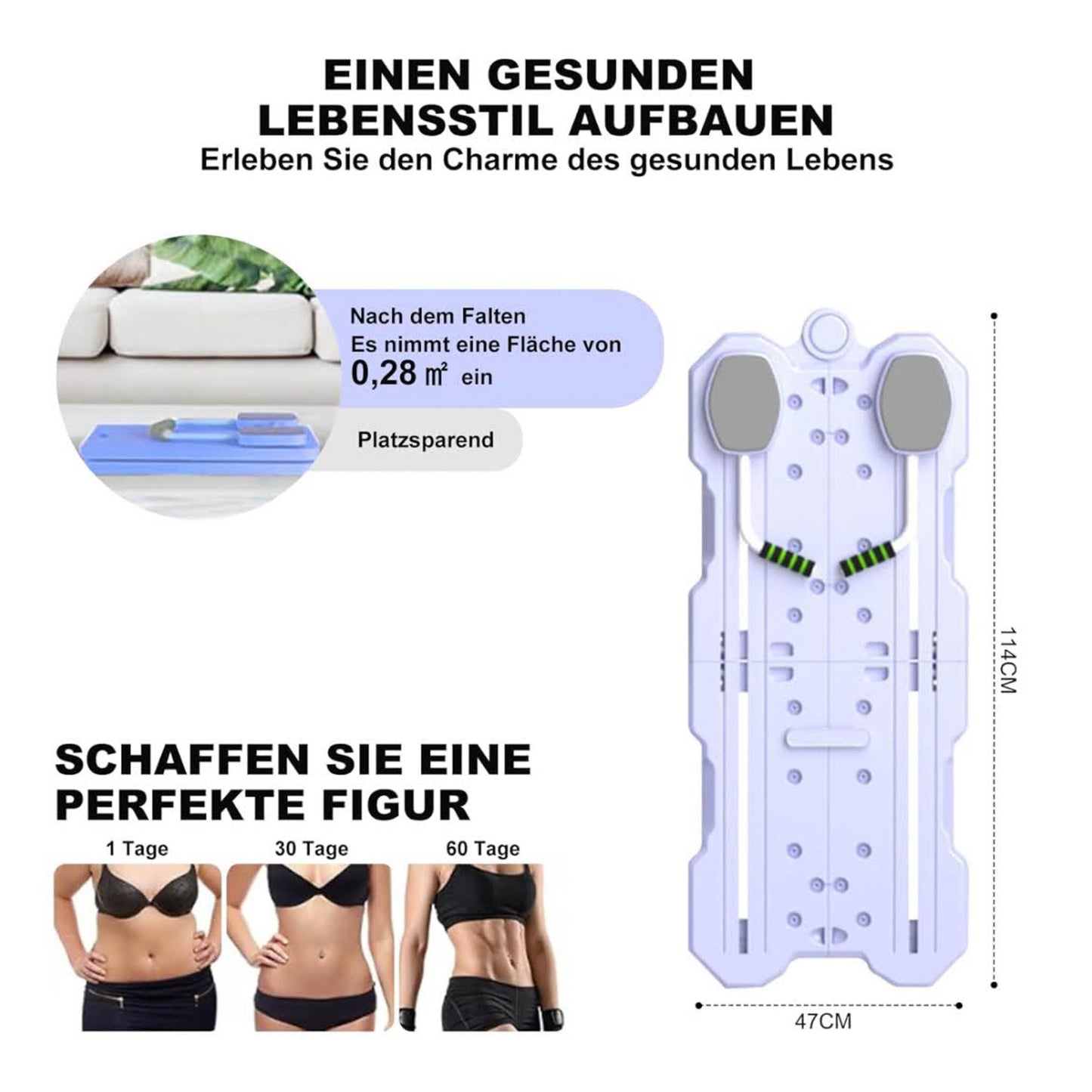 Olubfdh Pilates Reformer Set, faltbar, 5-in-1, LED-Zähler, automatische Rückprallrolle, multifunktionales Übungsbrett für Zuhause