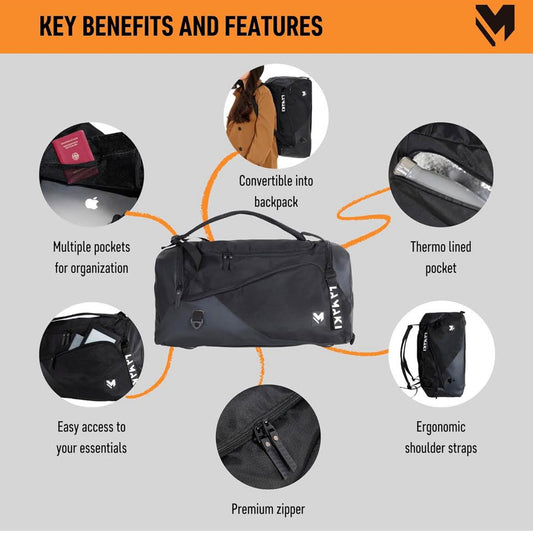 Lamaki Sports Bag 32L, Faltbare Reisetasche, Gymbag für Männer und Frauen, vielseitig und praktisch