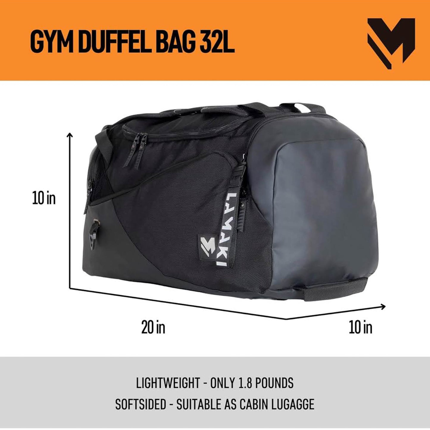 Lamaki Sports Bag 32L, Faltbare Reisetasche, Gymbag für Männer und Frauen, vielseitig und praktisch