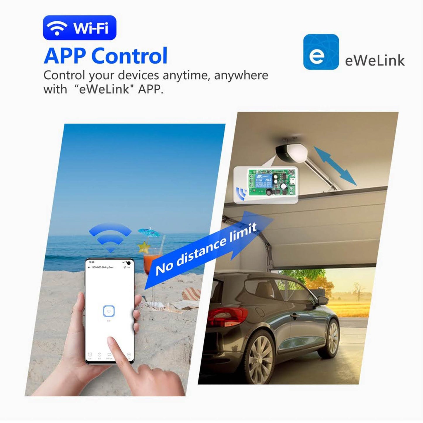 Dieserc Wi-Fi 4x1 Kanalmodul, passiv, 1x Bluetooth-Sender, DC 5V-36V, Ewelink, kompatibel mit Alexa/Google Home