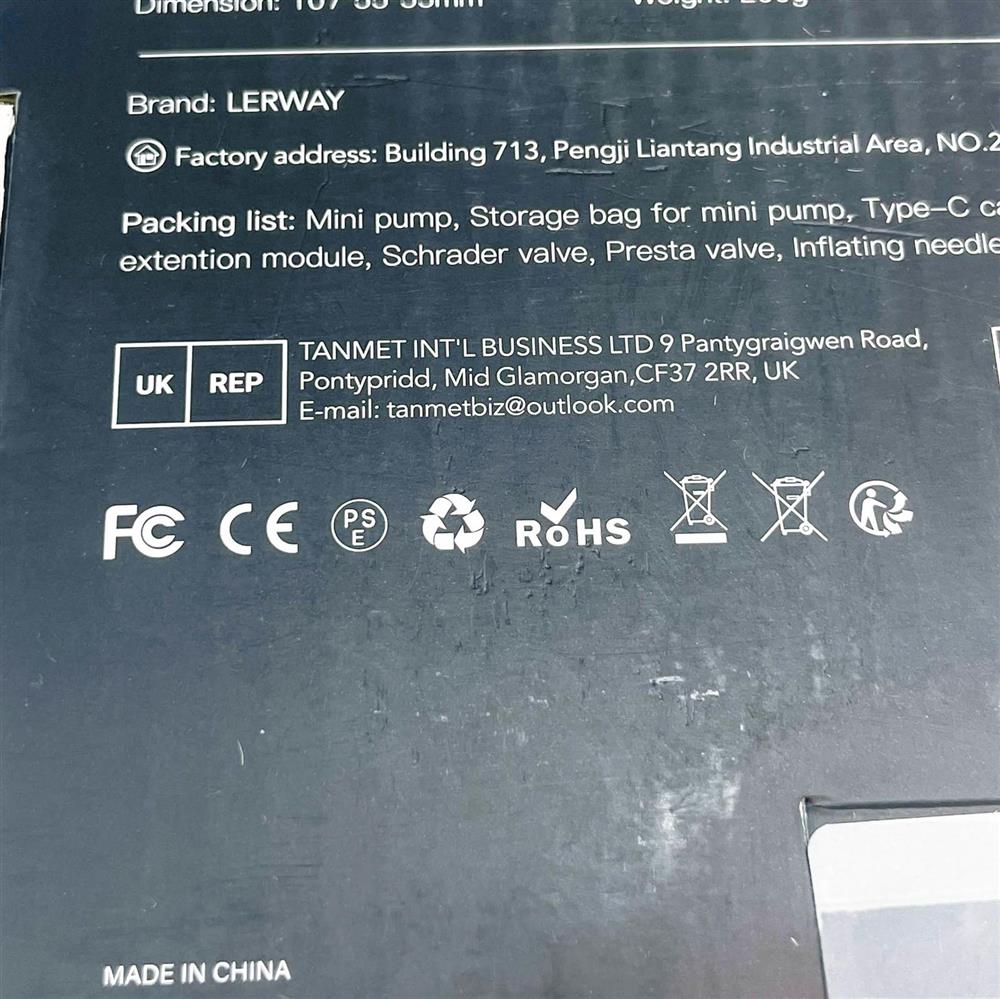 Lerway Tragbarer Luftkompressor 150pSL, Mini-Pumpe für Elektrofahrrad, 5700mAh, Digital LCD Screen, wiederaufladbar