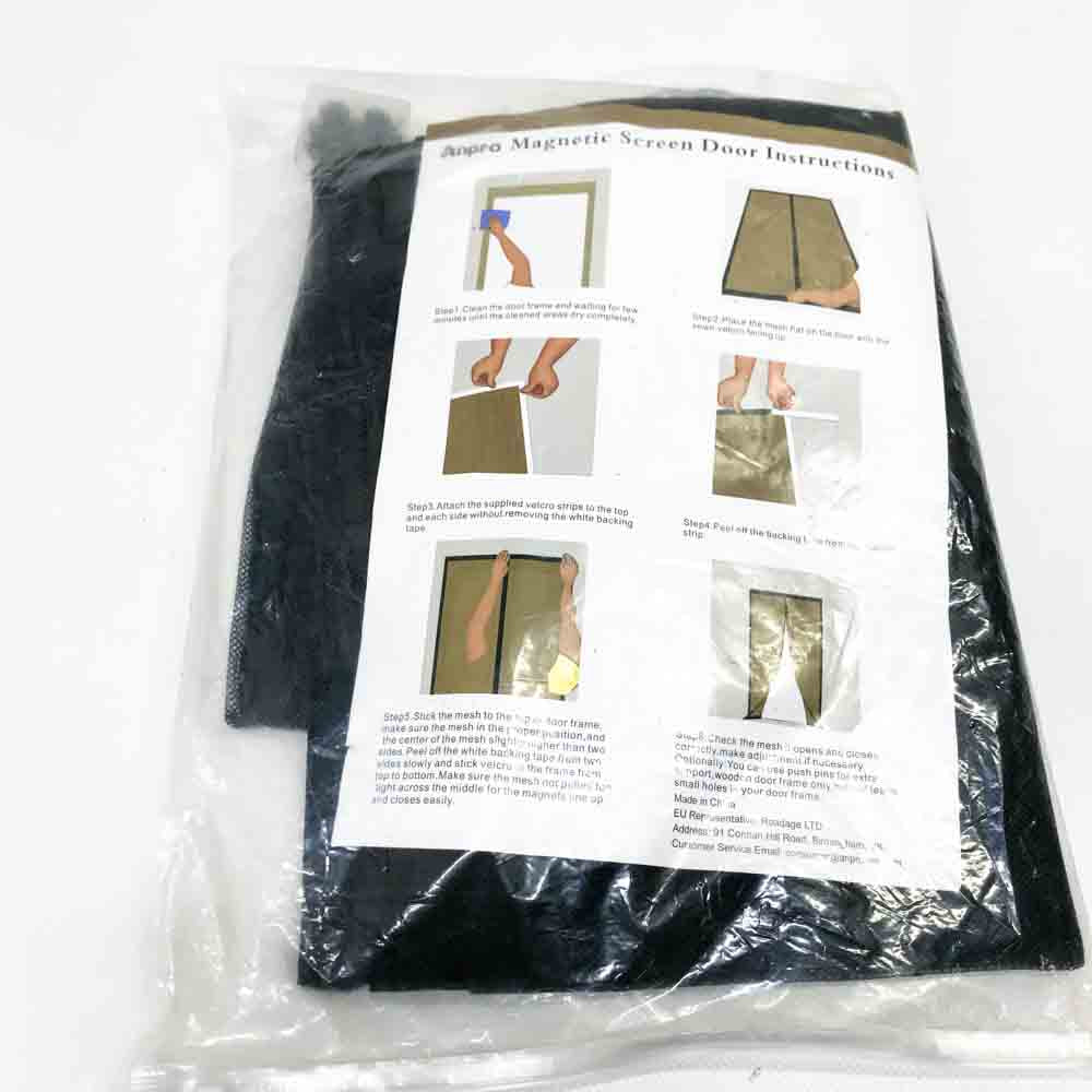 Anpro Fly Screen Door 90 x 212CM Mosquito Net Insect Protection Magnetic Curtain Fly Curtain Black ONE WAY