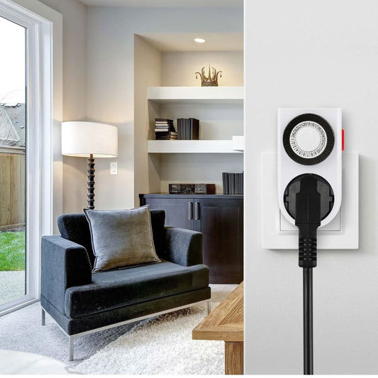 HBN Mechanische Zeitschaltuhr 16A/3680W, Steckdose, 24-Stunden-Programm, 4er Set, Analog, Innenbereich, Kindersicherung, Dauerbetrieb möglich, Timer für Lichter, 30 min Schaltintervall.