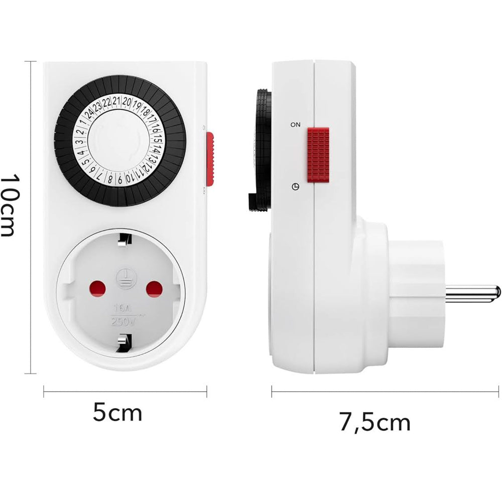 HBN Mechanische Zeitschaltuhr 16A/3680W, Steckdose, 24-Stunden-Programm, 4er Set, Analog, Innenbereich, Kindersicherung, Dauerbetrieb möglich, Timer für Lichter, 30 min Schaltintervall.