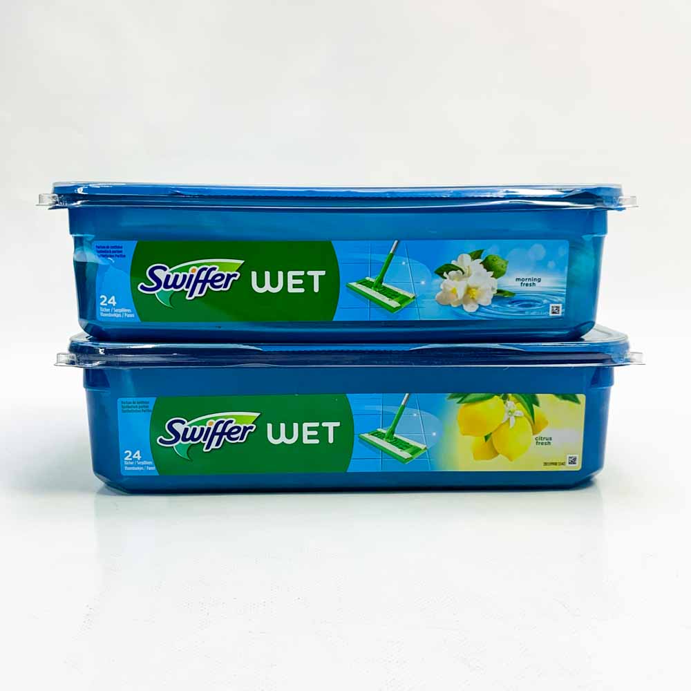 Swiffer Wet Wipes 2 Units (24 x 2) 48 Cleaning Wipes for Swiffer Broom Dust Catcher Holds Dust and Dirt Lemon & Blossom