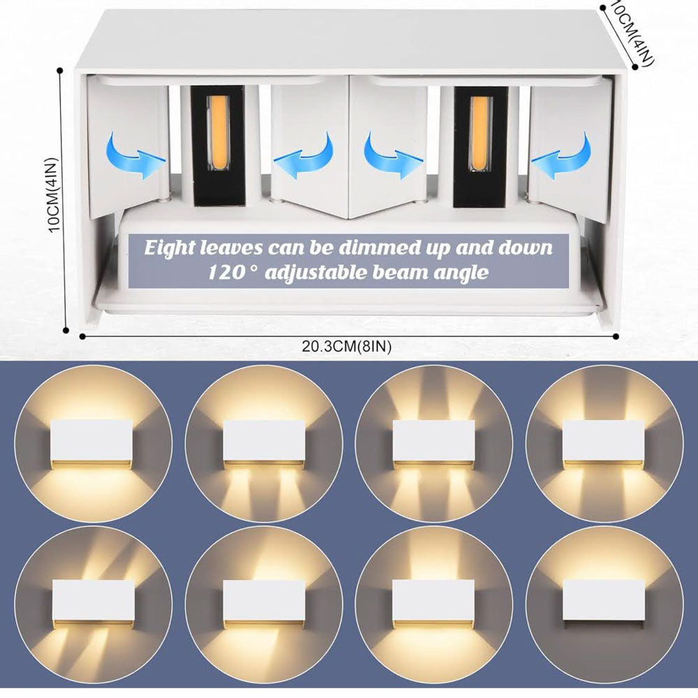 Cwycfw 24W LED Wandleuchten, 2 Stück, einstellbarer Lichtstrahl, warmweiß 3000K, IP65 wasserdicht, für Innen/Außen
