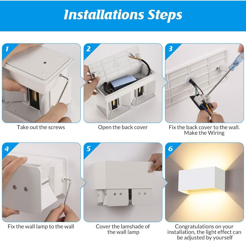 Cwycfw 24W LED Wandleuchten, 2 Stück, einstellbarer Lichtstrahl, warmweiß 3000K, IP65 wasserdicht, für Innen/Außen