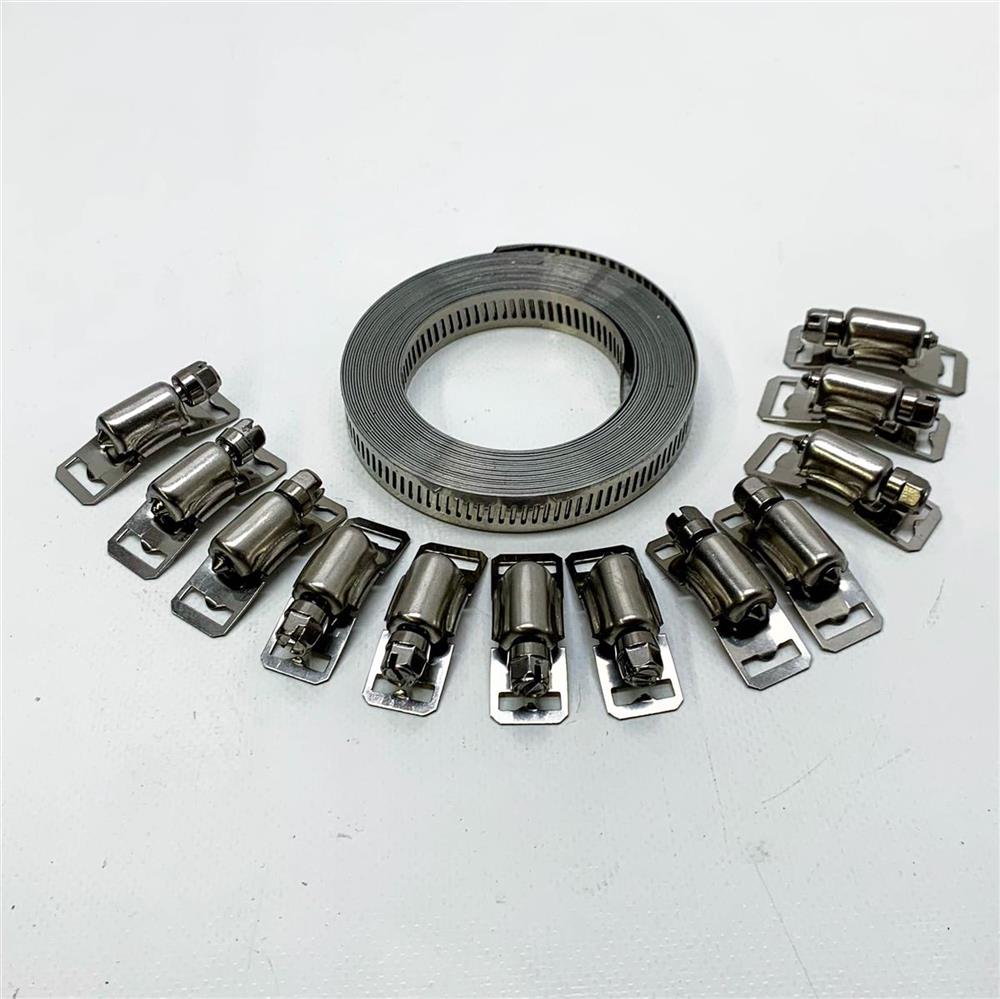 Lechansen Hose 304 Stainless Steel Snail Clamp Set 5 m 12 Pieces Adjustable for DIY Pipe Hose Hose Clamps Tank House Gas Pipe Water Pipe Automobiles Radiator