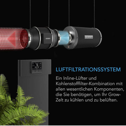 AC Infinity Air Filtration PRO Kit 100 mm, Inline-Ventilator, Temperatur Luftfeuchtigkeit VPD Controller mit WiFi-App-St