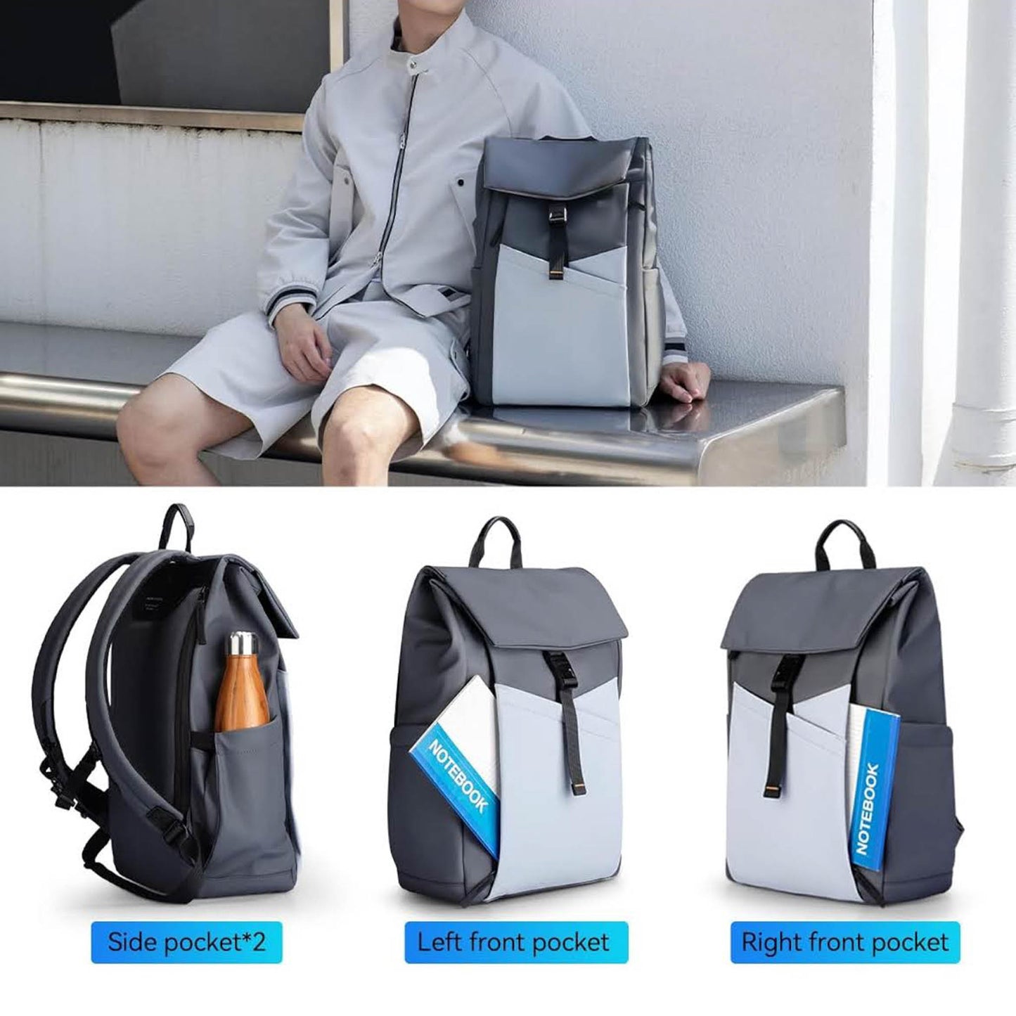 Muzee MARK RYDEN 20L Casual Daypack, Schulrucksack, 15,6 Zoll Laptopfach, Reiserucksack, Wanderrucksack, Tassentasche
