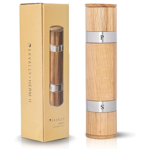 EKVALLY HERM II 2in1 salt and pepper mill spice mill oak ceramic grinder pepper mill without contents modern creative durable versatile