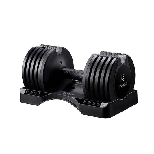 BYZOOM FITNESS 11.3kg verstellbare Hantel, Pure Series Schwarz, 5 Gewichtseinstellungen, kompakt und vielseitig.
