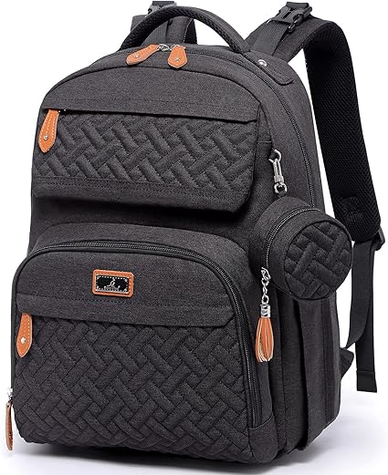 Babbleroo Changing Backpack Unisex Baby Bag 15L Multifunctional with Changing Mat, Pacifier Door, Stroller Straps - Waterproof, Ideal for Travel, Black
