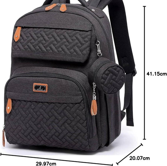 Babbleroo Changing Backpack Unisex Baby Bag 15L Multifunctional with Changing Mat, Pacifier Door, Stroller Straps - Waterproof, Ideal for Travel, Black